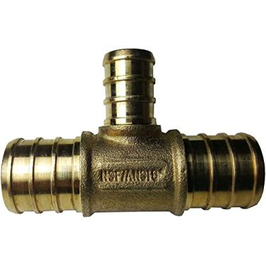 Imagem de 5 peças XFITTING 3/4" X 3/4" X 1/2" Pex Redutora Tee Crimpagem - Latão sem chumbo, Pex B, 5 pacotes