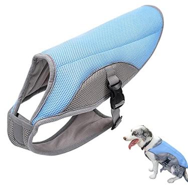 Imagem de Yajun Colete refrescante para cães Arnês de verão evita acidente vascular cerebral jaqueta leve de camada tripla para treinamento de caminhada ao ar livre, azul, 2GG (busto 83