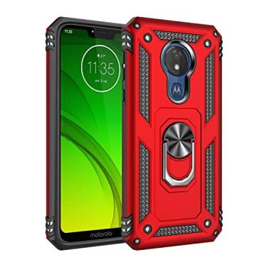 Imagem de Capa ultrafina para Motorola Moto G7 Power (Edição dos EUA) Capa para celular com suporte de anel magnético, proteção resistente à prova de choque para Motorola Moto G7 Power Phone Back Cover (Cor: Vermelho)