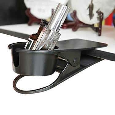 Imagem de SunnyZoo Suporte de copo com clipe para mesa de escritório em casa, clipe lateral, água, bebida, refrigerante, café, caneca, design de clipe de copo (preto)