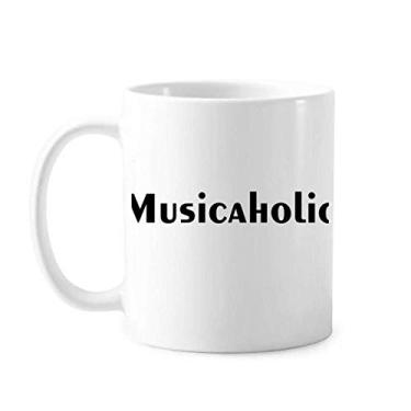 Imagem de Palavra estilosa Musicaholic Art Deco presente caneca moderna cerâmica xícara de café porcelana louça