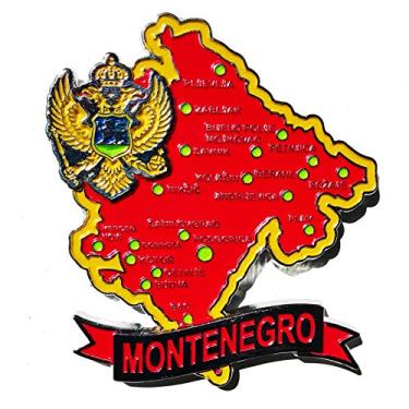Imagem de Imã Montenegro – Imã Mapa Montenegro Bandeira Cidades Símbolos - Mapa Mundi Magnético - Imã Geladeira Montenegro