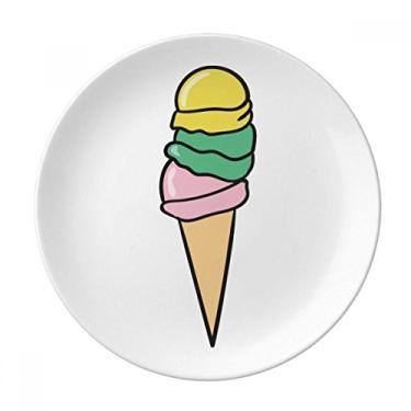 Imagem de Prato de sorvete rosa amarelo verde decorativo de porcelana salver louça de jantar