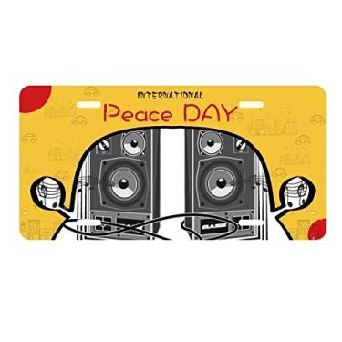 Imagem de DIYthinker Placa de carro com estampa de caixa de alto-falante musical para decoração de carro Dia da Paz