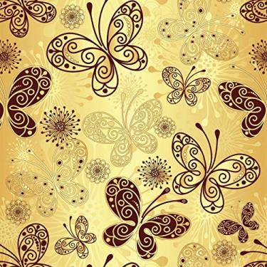 Imagem de Papel De Parede Adesivo Lavável Borboletas Douradas 9m