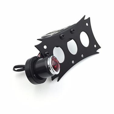 Imagem de Suporte de placa de licença NBX- preto horizontal vertical em ziguezague lateral suporte BK CD redondo LED luz de freio integrada para compatível com Harley Touring Bobber Chopper Kawasaki Suzuki Yamaha