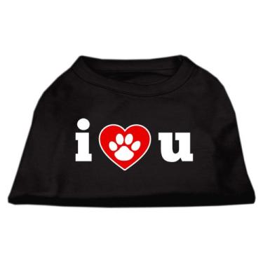 Imagem de Mirage Pet Products Camiseta estampada I Love U de 40,6 cm para animais de estimação, GG, preta