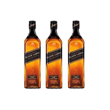 Imagem de Kit Whisky Johnnie Walker Black Label Blended 1L 3 Unidades