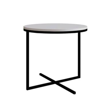 Imagem de Mesa de Centro Redonda Volpi Branca e Preta 46 cm