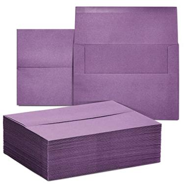 Imagem de Envelopes A7 – Pacote com 100 envelopes de convite, 5 x 7 envelopes de convite para casamento, férias, aniversário, chá de bebê, 120 gsm, roxo, 5,25 x 7,25 polegadas
