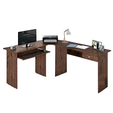 Imagem de Escrivaninha para Escritório em L 1 Gaveta Max Zanzini Jacarandá