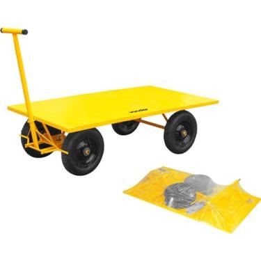 Imagem de Carrinho Plataforma Amarelo Metálico 600kg-VONDER-6160010003