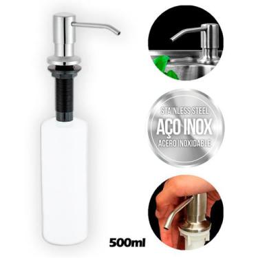 Imagem de Dispenser E Dosador Inox 304 Polido De Detergente  Sabonete Liquido Pa
