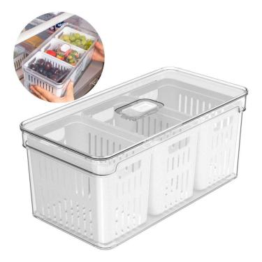 Imagem de Organizador Geladeira Frutas Legumes Triplo 5l Clear Fresh