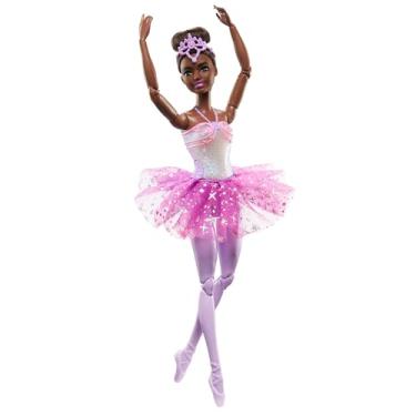 Imagem de Barbie Fantasia Boneca Bailarina Luzes Brilhantes Roxa