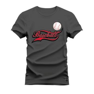 Imagem de Camiseta Algodão Estampada Premium Baseball Grafite M