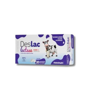 Imagem de Deslac Lactase 10.000 U.FCC Enzima Digestão Lactose 30 Comprimidos Mastigaveis Maxinutri