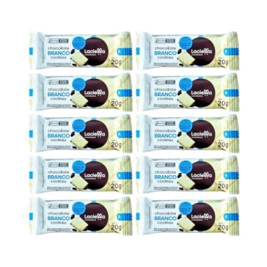 Imagem de Kit com 10 Tabletes de Chocolate Branco com Cookies Zero Açúcar 20g - Laciella