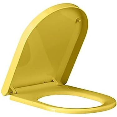 Imagem de Assento de vaso sanitário alongado, assentos de vaso sanitário quadrados, tampa de vaso sanitário com fechamento silencioso, vasos sanitários oblongos padrão U/V, com amortecedores de assent