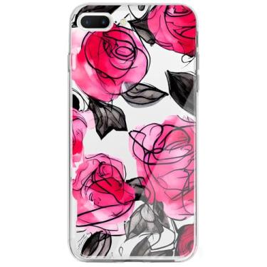 Imagem de Berkin Arts Capa macia transparente compatível com iPhone SE (2022)/(2020)/iPhone 7/iPhone 8 com design floral de flor cristal transparente bonito amortecedor anti-queda botânico adorável rosas rosa