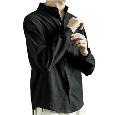 Imagem de TEMKIN Camisa de manga comprida masculina primavera e outono seção fina de verão camiseta solta de algodão, A03-h, 3G