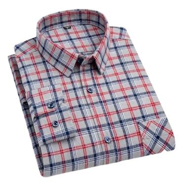 Imagem de Camisas xadrez de flanela para homens primavera algodão fácil de cuidar, não passar a ferro, roupas casuais, camisas de negócios, 882, P