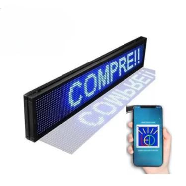 Imagem de Letreiro Digital Personalizado/Painel LED Wi-Fi 200cm x 40cm - Transforme Sua Mensagem em Arte Iluminada (Azul)