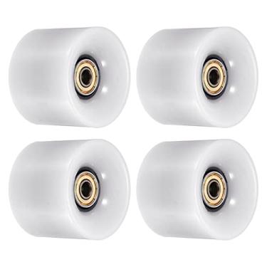 Imagem de PATIKIL Rodas Longboard de 60 mm com rolamentos ABEC-11, pacote com 4 rodas de rua para skates Cruiser substituição de roda 80A, branco dourado