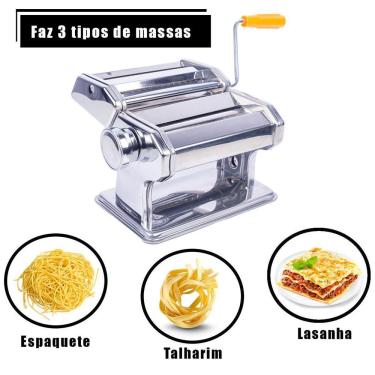 Imagem de Máquina De Macarrão Lasanha Massa Caseira Manual Em Aço Inox