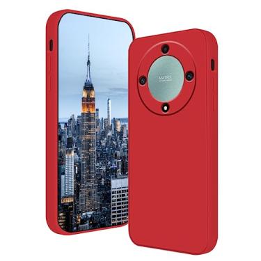 Imagem de Compatível com Honor Magic 5 Lite Capa de silicone líquido verde escuro, macio e suave ao toque Honor X9a, capa fina à prova de choque (vermelha)