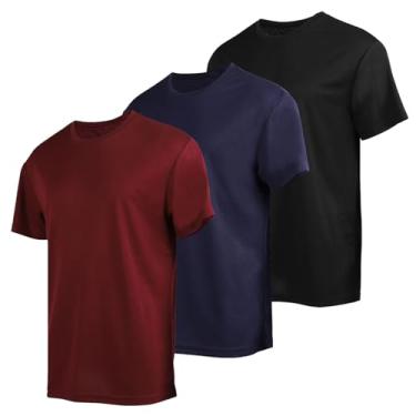 Imagem de Camiseta esportiva masculina de manga curta com proteção solar UV, 3-ms02-3set-vinho/azul marinho/preto, P
