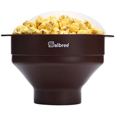 Imagem de A máquina de fazer pipoca de microondas de silicone dobrável original da Salbree tem capacidade para 16 xícaras, usa ar quente e óleo sempre opcional – a maioria das cores disponíveis (chocolate)