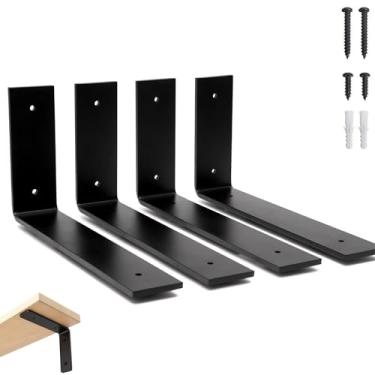 Imagem de rio design99 – 25cm - mão francesa cantoneira invertida – preta – ferro aço suporte para prateleira reforçada resistente industrial madeira bancada estante – 250mm