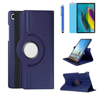 Imagem de Capa para Samsung Galaxy Tab A9 2023 2023 (SM-X110 SM-X115 SM-X117), suporte giratório de 360 graus, capa protetora inteligente, com caneta Stylus, película de tela (azul)