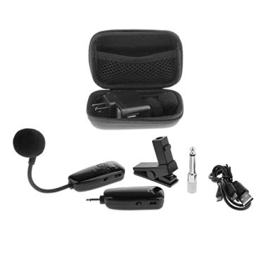 Imagem de Microfone de saxofone sem fio UHF, design pescoço de ganso, alcance de transmissão de 50 m, clipe de choque rotativo de 360?, Plug and Play, para flauta de tuba, mini microfone profissional