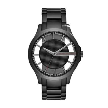 Imagem de Relógio masculino A|X Armani Exchange de aço inoxidável preto com três ponteiros (modelo: AX2189), Preto/cinza, 3H Hampton