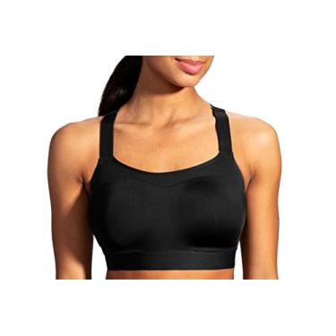 Imagem de Sutiã de corrida feminino Brooks Dare com costas nadador para corridas de alto impacto, exercícios e esportes com suporte máximo, Moldado, Preto, 32DD