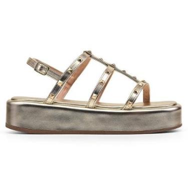 Imagem de Sandália Flat Rasteira Papete Feminino Tiras Spike Fivela-Feminino