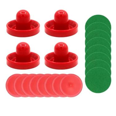 Imagem de oshhni Empurradores de air hockey e discos de air hockey, acessórios de substituição, alças de feltro verde para jogo de mesa de air hockey, estilo D