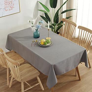 Imagem de Toalha de mesa retangular resistente de algodão linho antirrugas e manchas toalha de mesa lavável, capa de mesa para decoração de jantar piquenique (cinza 100 x 160 cm)