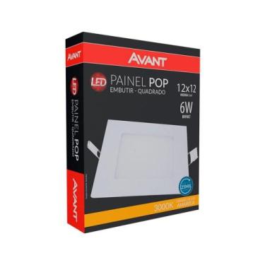 Imagem de Plafon painel led 12cm avant quadrado embutir 6w 3k 360lms