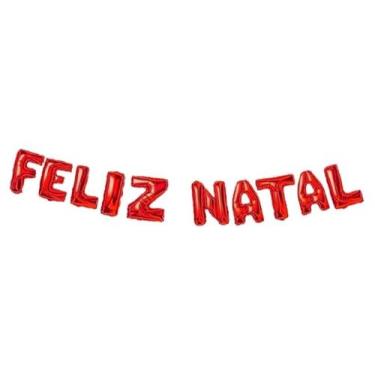Imagem de Kit Balões Balão Metalizado Vermelho De 37 Cm - Feliz Natal - Wincy - 