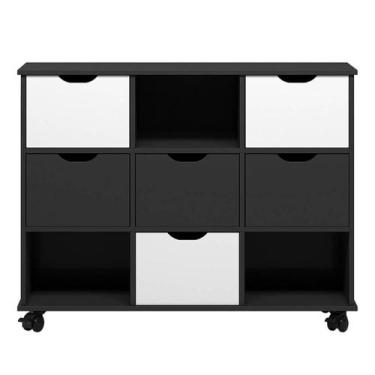 Imagem de Nicho Organizador com Rodízios Toys 6 Gavetas Q01 Preto/Branco - Mpoze