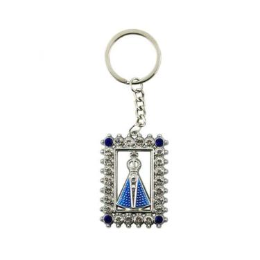 Imagem de Chaveiro Nossa Senhora Aparecida Aura Retangular Prateada ou Dourada 5