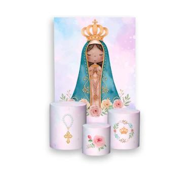 Imagem de Painel De Festa Vertical 1,50 x 2,20 + Trio De Capas Cilindro - Nossa 