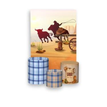 Imagem de Painel De Festa Vertical 1,50 x 2,20 + Trio De Capas Cilindro - Vaquej