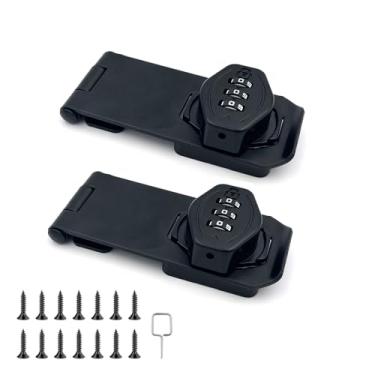 Imagem de Fechaduras de ferrolho rotativo com senha de gabinete, trava de combinação sem chave de 10 cm para armários, portões, portas, armários e mais (preto)