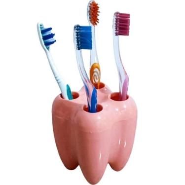 Imagem de Porta Escova Fofa Modelo Dente Infantil Meninas Cor Rosa - Isanog