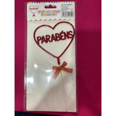 Imagem de Topo de bolo Parabéns - Mtx Cor , Vermelho