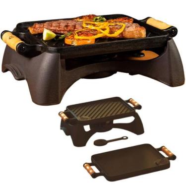 Imagem de Rechaud de Ferro Fundido com Chapa Dupla Face e Alça de Madeira Libane